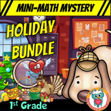1st Grade Holiday Mini Math Mysteries Bundle - Fun Math Re