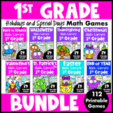 1st Grade Holidays Math Game Bundle - End of Year, Back to