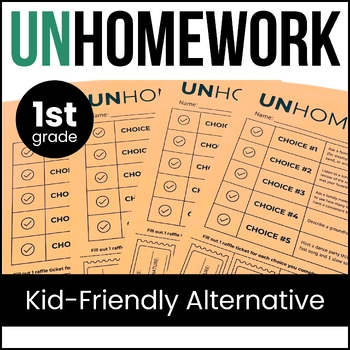 Preview of 1st Grade Homework Alternative - Homework Choice Board + Lottery - Editable Menu