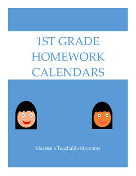 Preview of 1st Grade Homework Calendars