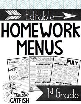 Preview of Homework Menus: First Grade