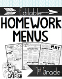 Homework Menus: First Grade