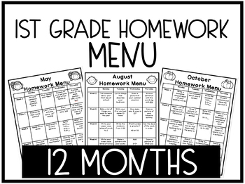 homework menu first grade