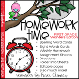 1st Grade Homework for the Year - Homework Time Wonders Edition