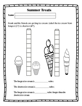 1st Grade Indirect Measurement Worksheets by Teaching for Understanding