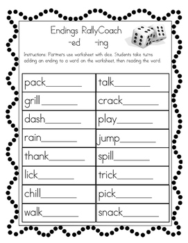 1st grade inflected endings rallycoach adding ed ing s