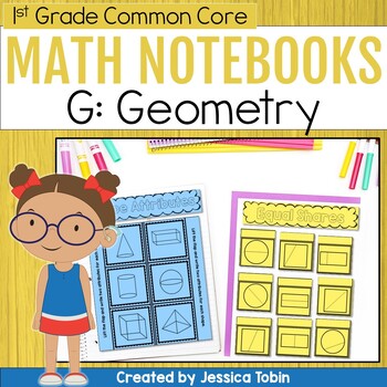 Preview of 1st Grade Math Interactive Notebook - Geometry, 2D and 3D Shapes, Partitioning