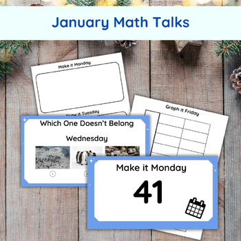 Preview of January Daily Math Talks Google Slides and Student Notebook