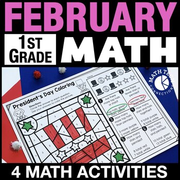 Preview of 1st Grade February Math Centers, Valentine's Day Craft, President's Day Activity