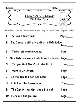 1st Grade Journey's Lesson 9 Comprehension Pack: Dr. Seuss by The Foxy