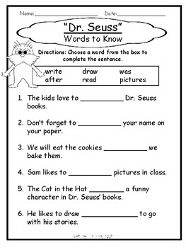 Dr Seuss Reading Comprehension Worksheets
