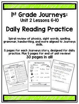Preview of 1st Grade Journeys Daily Spiral Reading Practice: Unit 2