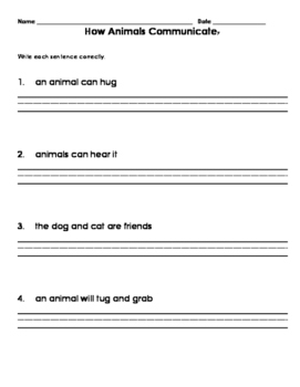 1st Grade Journeys How Animals Communicate Sentence Correction | TPT