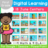 1st Grade June Digital Centers | Phonics and Math Games | 
