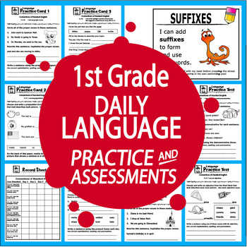 Preview of 1st Grade LANGUAGE Test Prep – Daily Grammar Review – ELA Morning Work Practice
