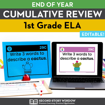 Preview of 1st Grade Language Arts Cumulative Review Editable ELA End of Year Activities