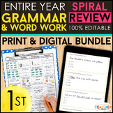 1st Grade Language Arts Spiral Review & Quizzes | DIGITAL & PRINT