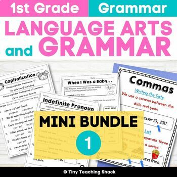 Preview of 1st Grade Language Arts and Grammar Worksheets Bundle 1 -Nouns, Verbs, and More!