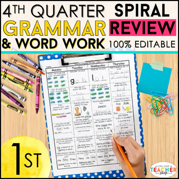 Preview of 1st Grade Language Spiral Review | 1st Grade Grammar Practice | 4th QUARTER