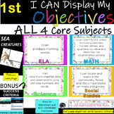 1st Grade Learning Objectives Display | All 4 Core | Sea C