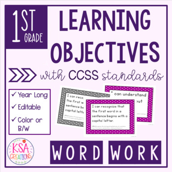 Preview of 1st Grade "I Can" Statements and Standards | CCSS Word Work | Distance Learning