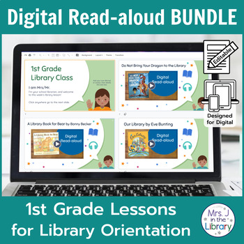 Preview of 1st Grade Library Orientation Read-aloud Activities BUNDLE for Google Slides