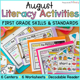 August SOR Literacy Centers, 1st Grade Worksheets, & CVC W