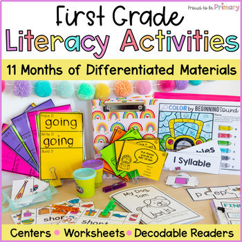 Preview of 1st Grade Science of Reading Literacy Centers, Decodable Readers, & Worksheets