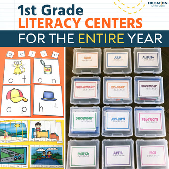 Preview of 1st Grade Literacy Centers and Games - Reading Phonics Writing & Grammar Bundle
