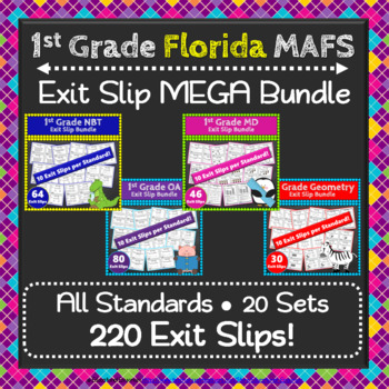 Preview of 1st Grade Math Exit Slips/Tickets MEGA Bundle ⭐ Florida MAFS