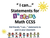 1st Grade MATH CCSS "I Can" Statements {Editable PowerPoin