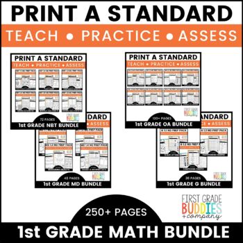 Preview of 1st Grade MATH Standards Based No Prep Tasks for Instruction & Assessment BUNDLE