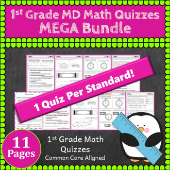 Preview of 1st Grade MD Quizzes: 1st Grade Math Quizzes, Measurement & Data