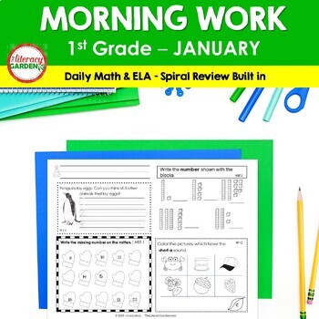 Preview of 1st Grade MORNING WORK & SPIRAL REVIEW January