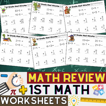 Preview of 1st Grade Math Review | Addition, Subtraction, Word problems... | Mad Minute