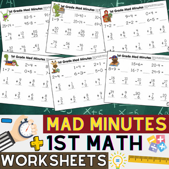 Preview of 1st Grade Mad Minute Math | Addition, Subtraction, Multiplication, Word problems