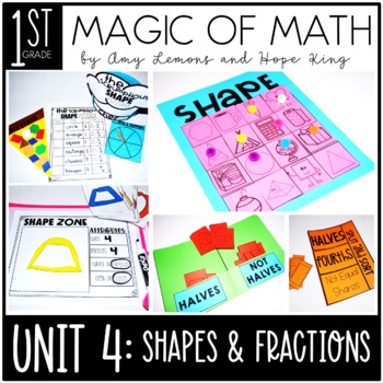 Preview of 1st Grade Magic of Math for 2D Shapes, 3D Shapes, Composing Shapes, Fraction