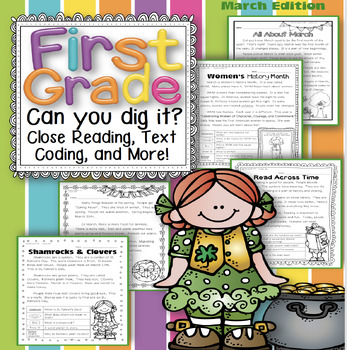 Preview of 1st Grade CCSS Aligned Spring Break & More March Themes Close Reading Passages