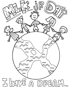 Preview of 1st Grade Martin Luther King "I have a dream" Quote Coloring Page