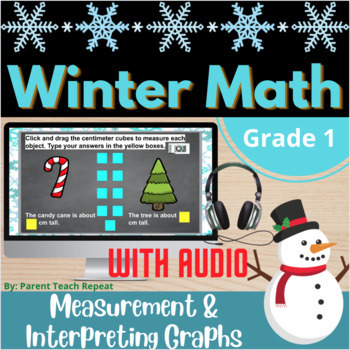 Preview of 1st Grade Math Activities | Christmas Holiday | Measurement Graphs |  Digital
