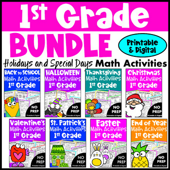 Preview of 1st Grade Math Activities Seasonal Bundle, w/ Easter, Spring, End of Year etc