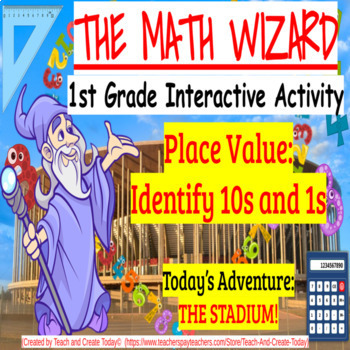 Preview of 1st Grade Math Review Activity and Worksheet Place Value Identify 10s and 1s