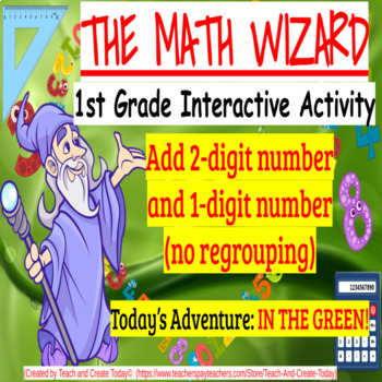 Preview of 1st Grade Math Review Activity and Worksheet Add 2 and 1 digit numbers