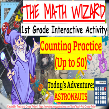 Preview of 1st Grade Math Review Activity and Worksheet  Counting Practice Up to 50