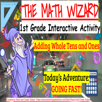 Preview of 1st Grade Math Review Activity and Worksheet  Adding Whole 10s and 1s