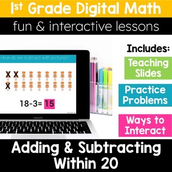 Preview of 1st Grade Math Add Subtract Within 20 1.OA.3-1.OA.7 - Digital Math Activities