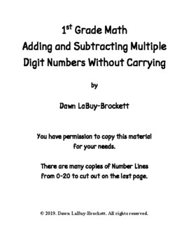 Preview of 1st Grade Math Adding and Subtracting Multiple Digit Numbers Without Carrying