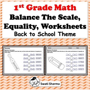 Preview of 15, 1st Grade Math, Balance The Scale, Equality, Worksheets, Back to School