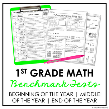 Preview of 1st Grade Math Benchmark Tests Math Diagnostic Assessments & Screeners