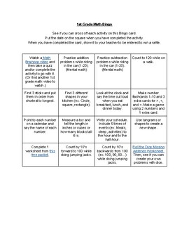 Preview of 1st Grade Math Bingo Activities